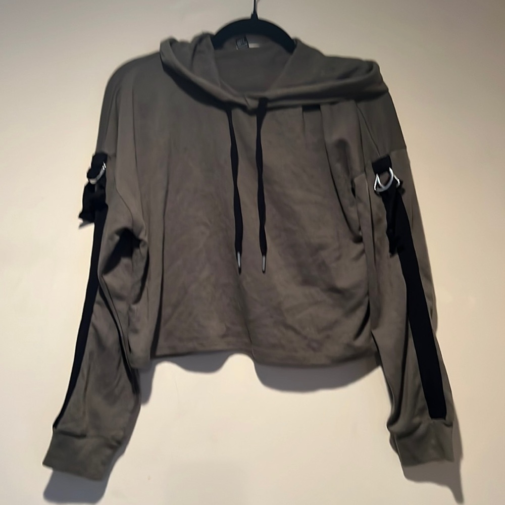 Greenish crop top hoodie